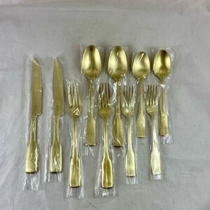 Martha Stewart Collection Gold Flatware Silverware Set 10 Pieces NEW Without Box